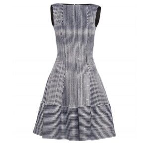 TALBOT RUBHOF Luxury Designer Cocktail Sequins A-Line Black Grey Dress sz 36 / 6